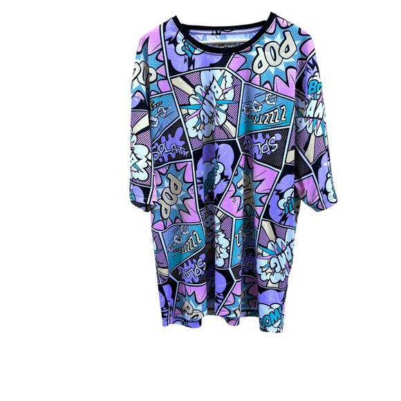 Oh Snap! Pop Art Comic Book Oversized Shirt 5XL Purple Novelty - Picture 1 of 4